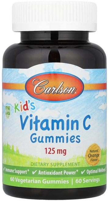칼슨 108435 어린이용 비타민C 구미젤리 오렌지 125mg 베지 60개, 1개, 60정 - 쿠팡