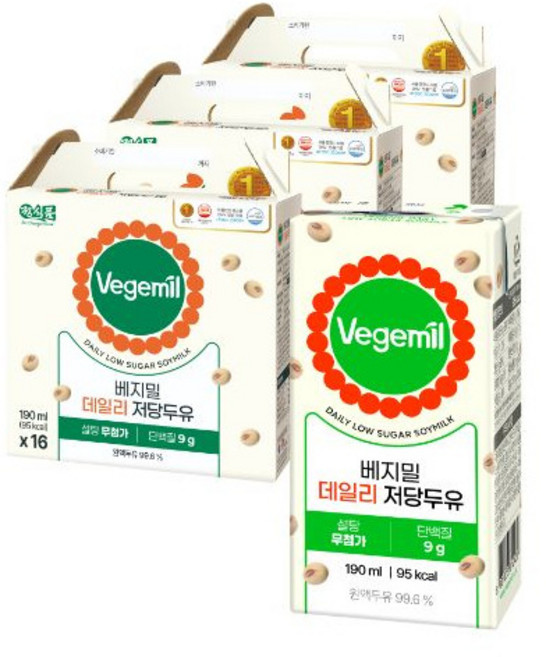 [베지밀] 데일리 저당두유 190ml x 48팩, 1개, 9.12L
