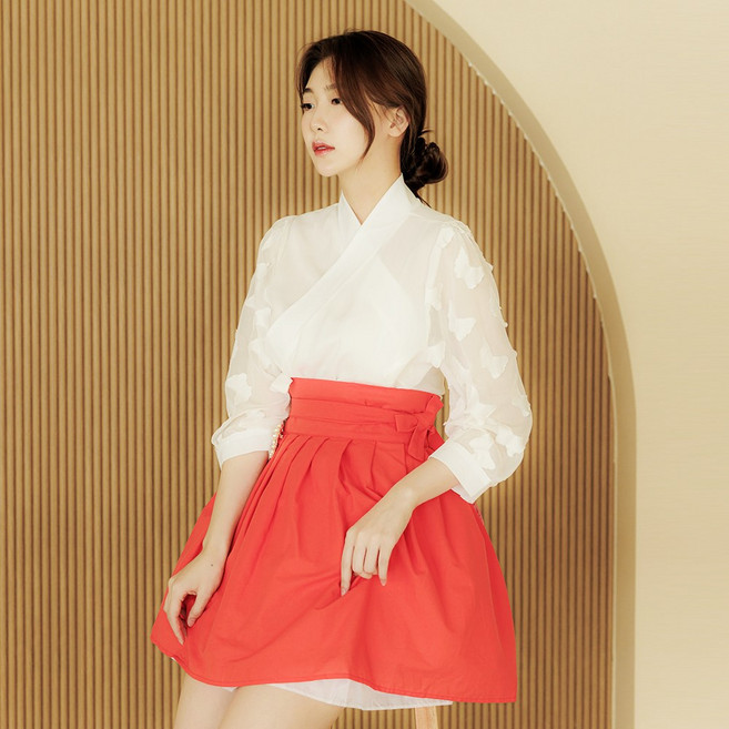 생활한복 철릭 덧치마 빅사이즈 스커트 미니 퓨전의상 허리치마