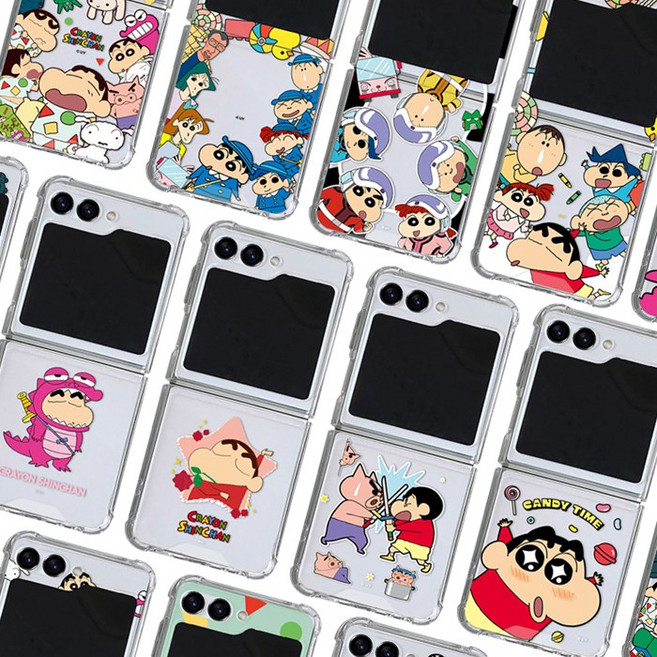 C짱구는 못말려 짱구 클리어 범퍼 젤하드 갤럭시 Z플립 7 / 7FE / 6 / 5 지플립 폰 케이스