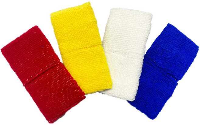 스포츠 운동회 체육대회 단합대회 축제 청팀 백팀 손목 밴드 아대 응원 소품, 노란색, 1개