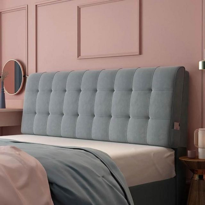 簡約布藝床頭板 附USB充電座, 迷霧灰150*60*6cm