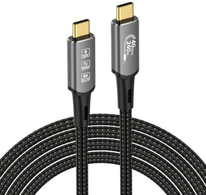 Thunderbolt 4 240W 충전 40Gbps 데이터 8K 60Hz 4K120Hz HDR PD3.1 USB C에서 C로 MacBook M1-M3 Mac Studio 노트북, USB4 40G 240W-0.5M, 1개