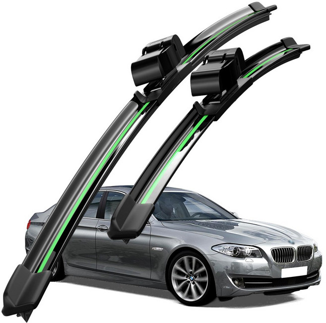 호환 BMW 5시리즈 F10 F11 GT F07 G30 G31 G60 i5 2010-2025 2023 2024 와이퍼 초발수 저소음 자국 없음 전면 와이퍼 블레이드 2종 세트, 초록색, 5시리즈(F10/F11/GT F07) 2010-2017