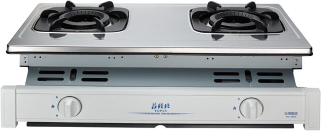 莊頭北 TG-7603 雙環內焰安全瓦斯爐 嵌入爐 鑄鐵爐架 熄火安全裝置 能源效率2級, 天然氣, TG -7603 天然氣