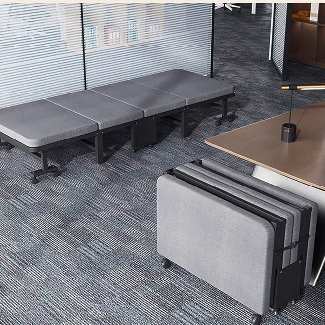 1인용 침대 사무실 낮잠 침대 간이 경량 1초 수납 캠핑 침대 접이식 침대, 블랙70cm