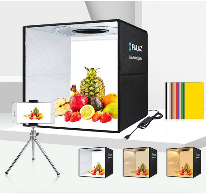 PULUZ 포토박스 포토부스 미니 스튜디오 소프트박스 6가지 색상 배경지 포함, 40cmX40cm, 1개