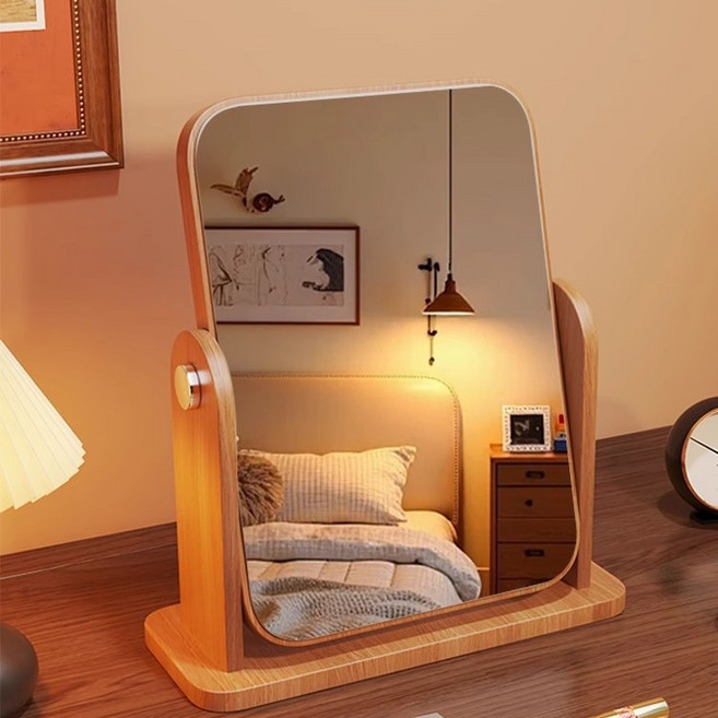 PETTOO 가정용 탁상 화장대 거울, 목색