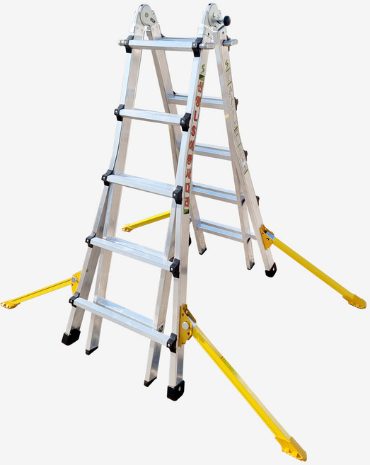 LS-5단 알루미늄 일반 사다리 HSN-L1011 (노랑 아웃트리거 부착) A형 H형 전도방지