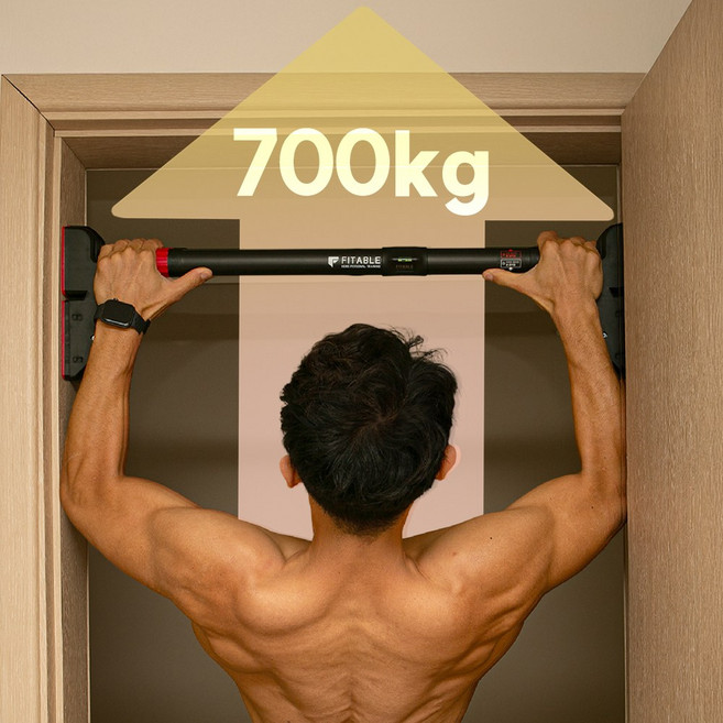 핏에이블 롱패드 세이프티 문틀철봉 최대 하중 700kg + 프리미엄 수평계, 레드