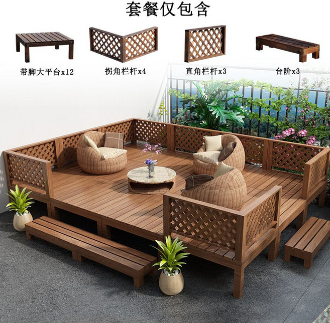 조립식 평상 마루 원목 야외 낚시터, 2. 콤비네이션D오렌지(의자테이블제외)