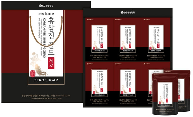 설식품선물세트 리튠 홍삼진 제로 골드 50ML*24포x 1개 + 손잡이, 50ml