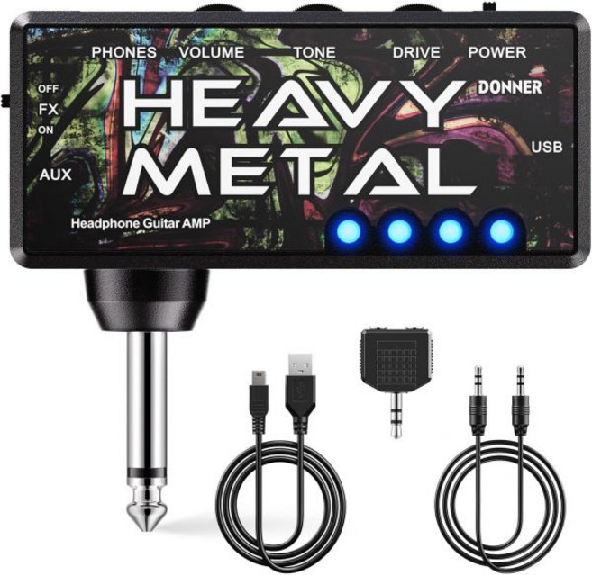 도너 기타 헤드폰 앰프 미니 터보 10 모델 튜너 USB 충전 가능 멀티 이펙트 딜레이 리버브 코러스 오버드라이브 휴대용 일렉트릭 2849755, 헤비 메탈