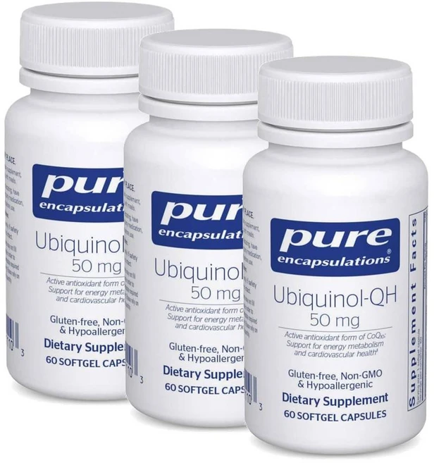 퓨어인캡슐레이션 유비퀴놀 QH 50mg 소프트젤 Pure Encapsulations Ubiquinol-QH, 60정, 3개 - 쿠팡