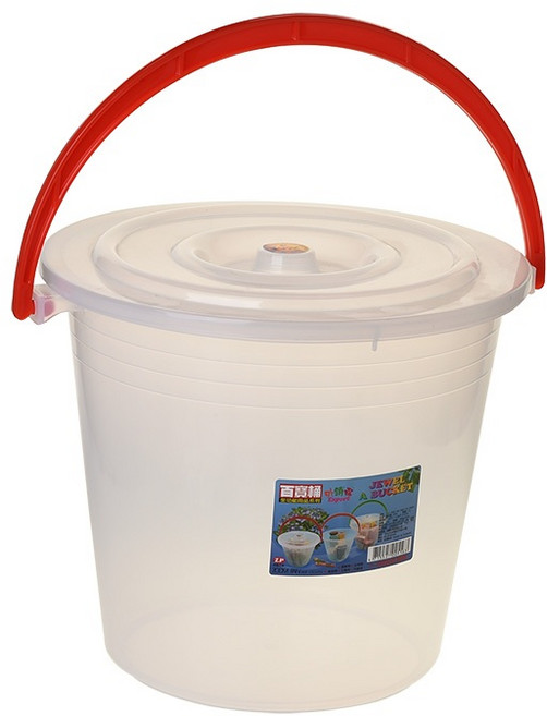 雷霆百貨 P8附蓋百寶桶10L / 透明桶 / 收納桶 / 儲水桶 / 台灣製造, 1個, 紅色