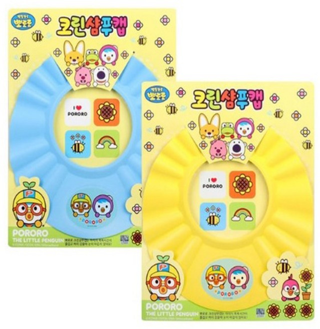 뽀로로 캐릭터 EVA 무통증 밀착 샴푸캡 샤워캡 아기 유아 아동 어린이 목욕 욕실 용품, 블루, 1개