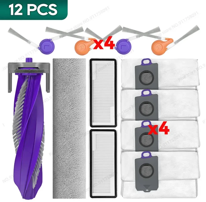 (나르왈 플로우-자동 리필 및 배수 버전) 호환 액세서리 메인 브러시 헤파 필터 먼지 봉투 천 예비 부품, 14 Set 3