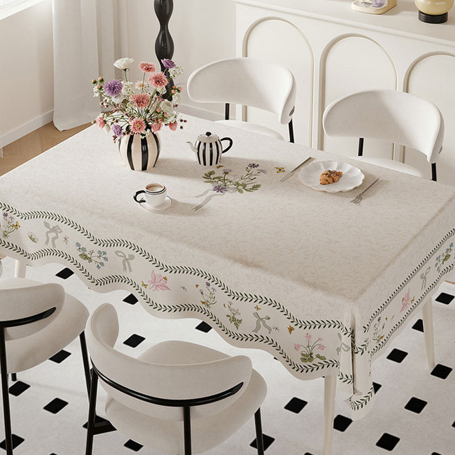 리진 보네르 방수 식탁커버 6인용 (200X140cm), 아이보리