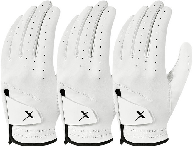 기어엑스 F561 퓨어 양피 골프장갑 흰색 남성용 왼손 3P, 3개, 화이트
