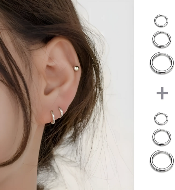 3+3 솔리엔느 피어싱 링귀걸이 써지컬 세트