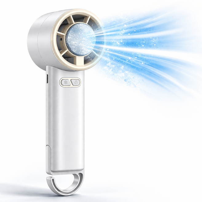 로벨스 초강력 냉각 무선 휴대용 선풍기 손풍기 C타입 충전 5단 풍속, 크림화이트