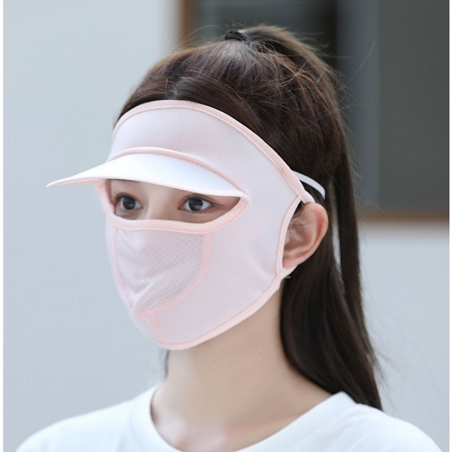 스포츠 자외선차단 쿨링 아이스 마스크, 연핑크