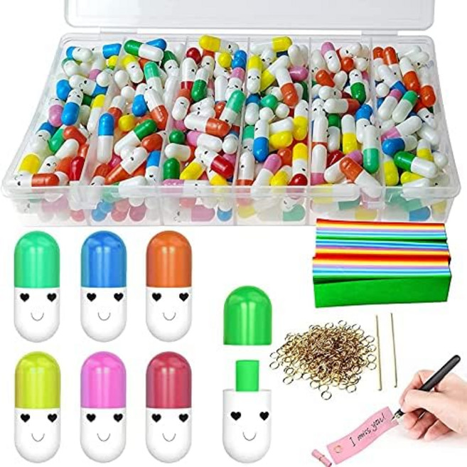 ADNEWX 300캡슐 엽서 편지지 러브레터 캡슐이 전하는 사랑과 말하지 못한 말, 유색