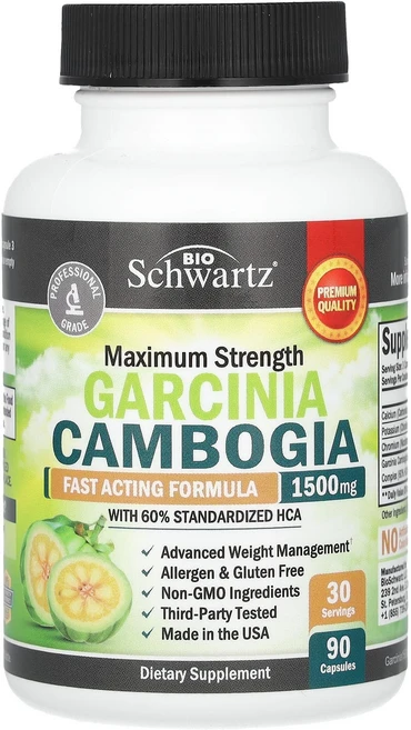 BioSchwartz 가르시니아 캄보지아 맥시멈 스트렝스 1500mg 캡슐 90정(캡슐 1정당 500mg), BioSchwartz가르시니아캄보지아맥시멈스트렝스150, 1개, 90정 - 쿠팡