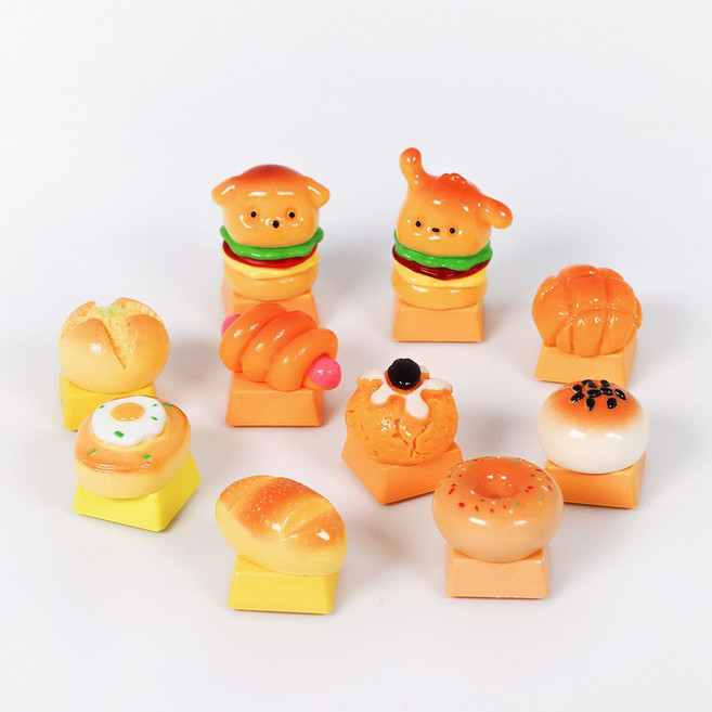장우컴퍼니 [10종 세트]귀여운 햄버거 빵 캐릭터 기계식 키보드 포인트 키캡 10종 세트, 상세페이지 참조, 상세페이지 참조, 이미지참조