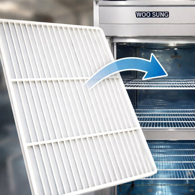 우성 냉장고 선반 제작 맞춤 스텐 냉동고 선반 업소용 영업용 냉장고 선반 교체용 철망 선반, 03.30박스 선반(W740×D535mm), 고리선택안함