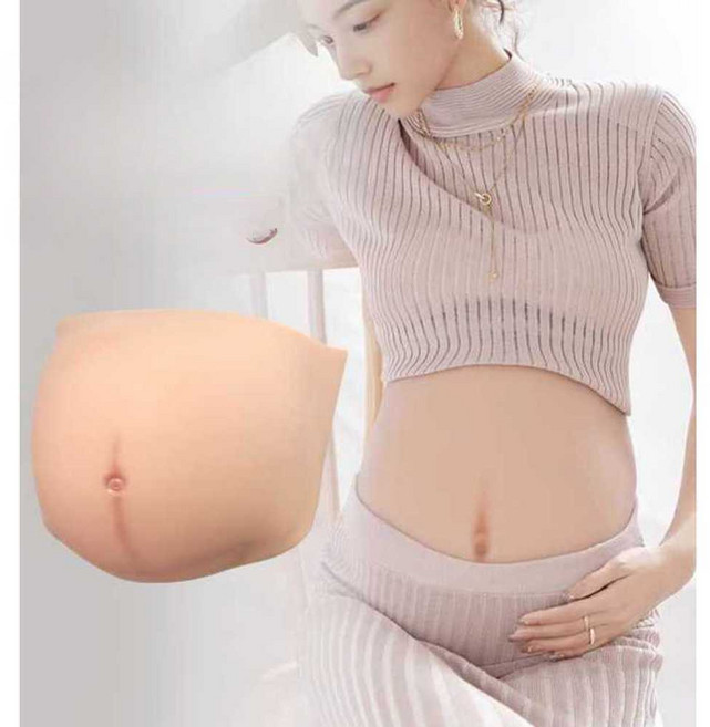 임산부 배모형 가짜 산모 분장 교육용 가짜배 촬영 소품 (4-5개월)솔리드 실리콘+벨크로