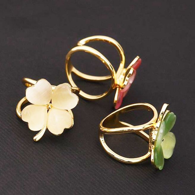 1p/2p 자개 크로바 스카프 링 비즈 고리 홀더 클립 버클 장식