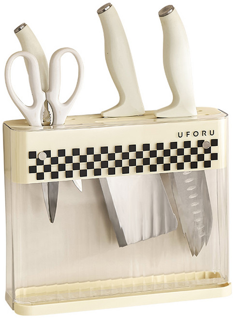 유포유 엠토이 가정용 무타공 클리어 칼꽂이 A1171, 1개, 크림 화이트