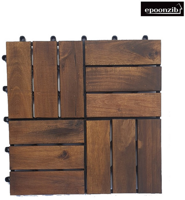 조립식 아카시아 원목마루 데크타일 12슬롯, 1세트, 월넛