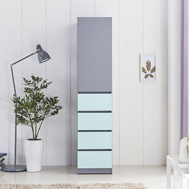 400 틈새 수납 회사 사무실 미니 옷장 숙소 기숙사 작은방1인 간이 안방 겨울, 민트그레이