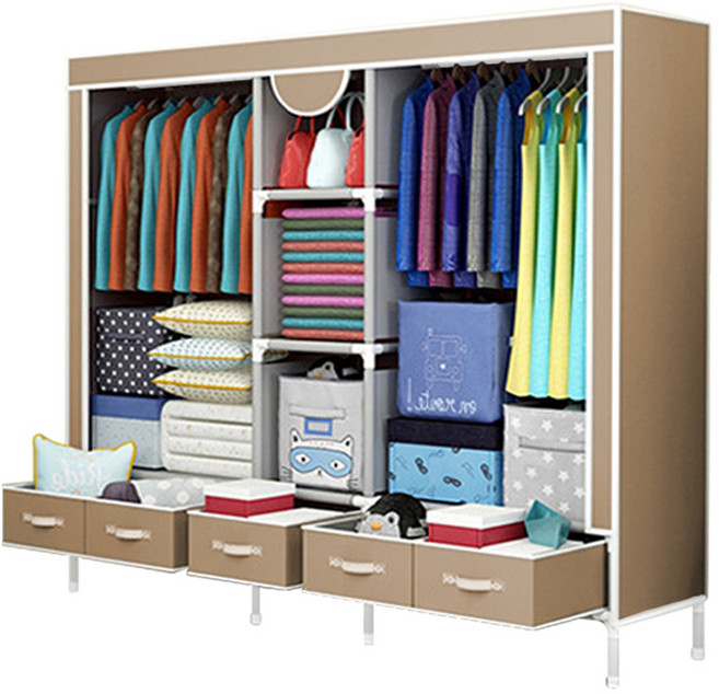 MAME 조립식 비키니 옷장 행거 원룸 서랍형 옷장 180, 베이지