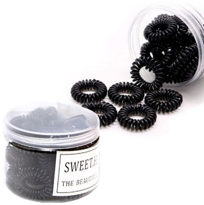 스프링 머리끈 소형 1세트(25개) 전화선 헤어고무줄 헤어밴드 스프링머리끈 헤어링