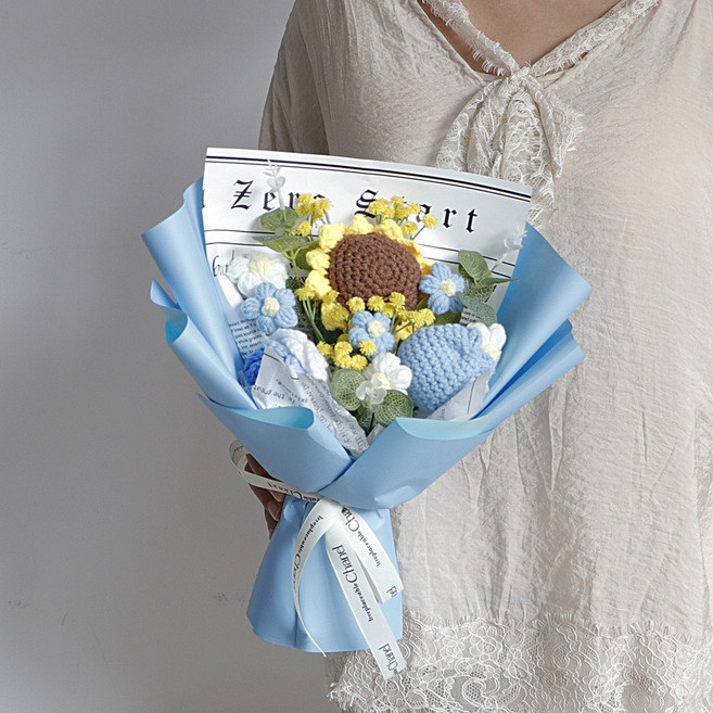 手工編織花束, zzh - 4 - 1向日葵藍色, 1個