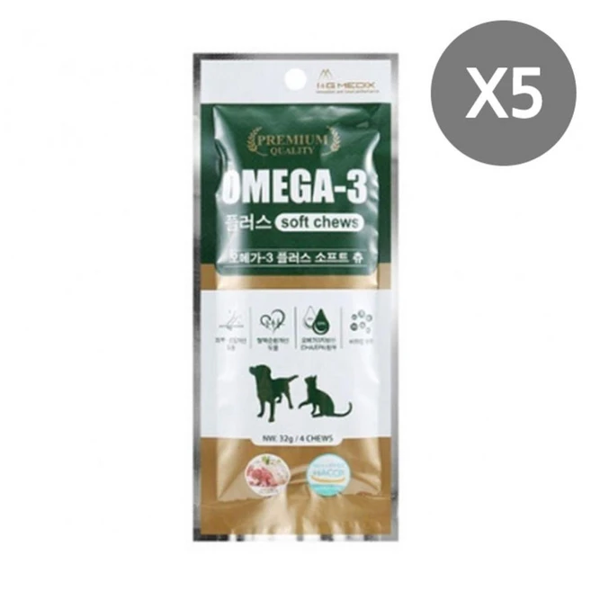 강아지 오메가3 영양 간식 32g 5P 소프트츄 스틱rul-653, EA 본상품선택, 1개 - 쿠팡