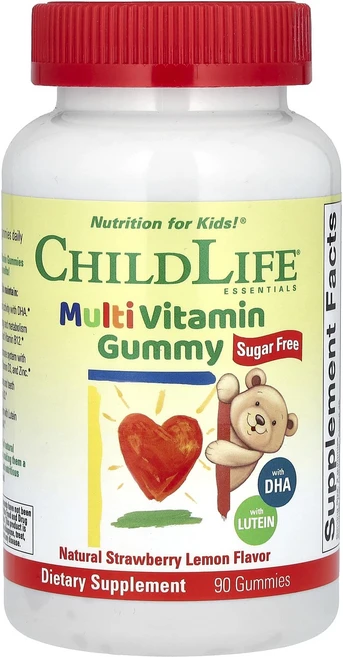 ChildLife Essentials 종합비타민 구미젤리 무설탕 천연 딸기 레몬 구미젤리 90개, ChildLife Essentials 종합비..., 1개, 90정 - 쿠팡