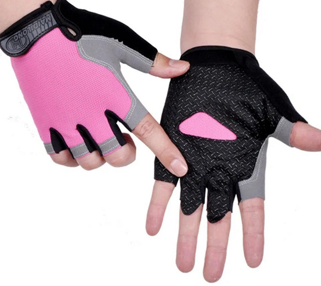 핫사이클링 미끄럼 방지 땀 반 손가락 장갑 통기성 충격 스포츠 자전거 남녀공용, M, 1개