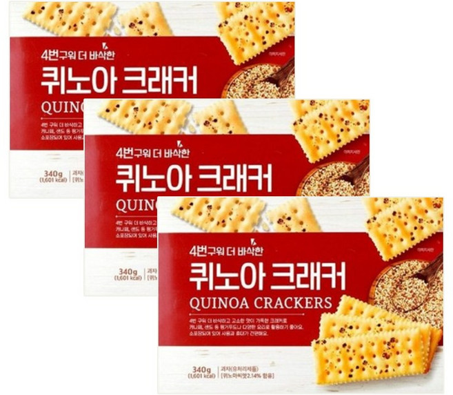 4번구워 더 바삭한 퀴노아 크래커, 3개, 340g