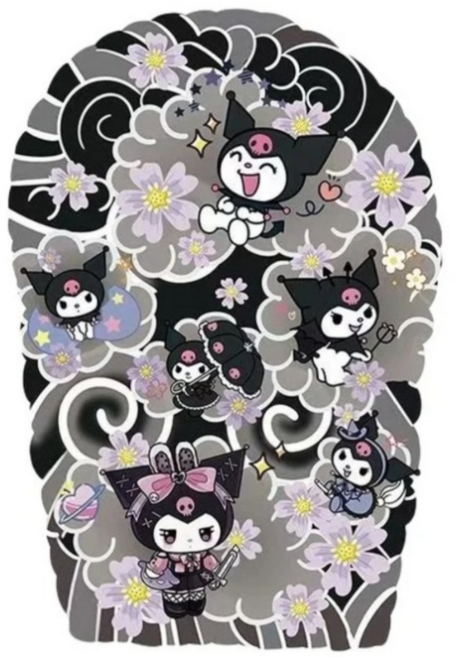 대왕 타투 스티커 헤나 스티커, 1개, 쿠로미