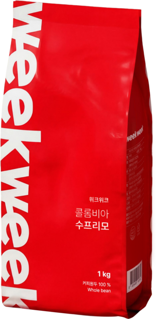 위크위크 콜롬비아 수프리모 원두 커피 홀빈, 1개, 1kg, 홀빈(분쇄안함)
