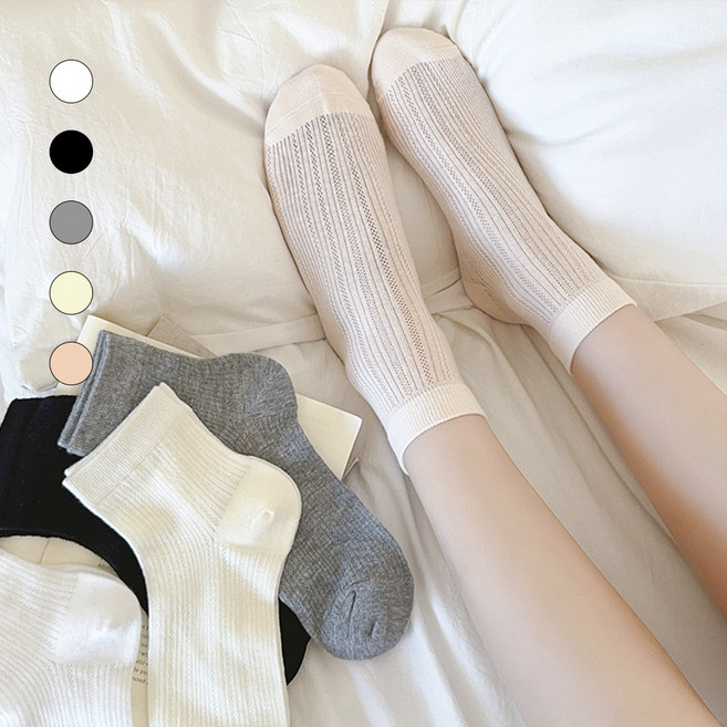 애플민트 여성 레이스 시스루 심플 중목 양말