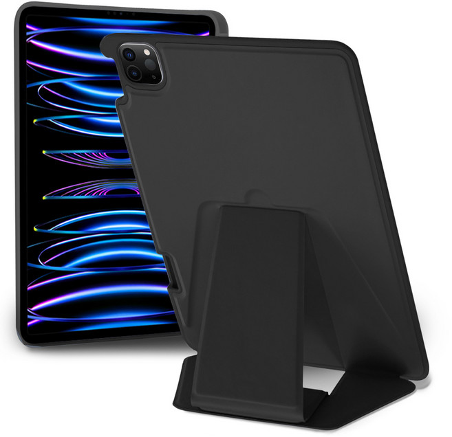 더조은셀러 아이패드 호환 스탠드 업 가로 세로 거치 펜수납 케이스, 시크블랙