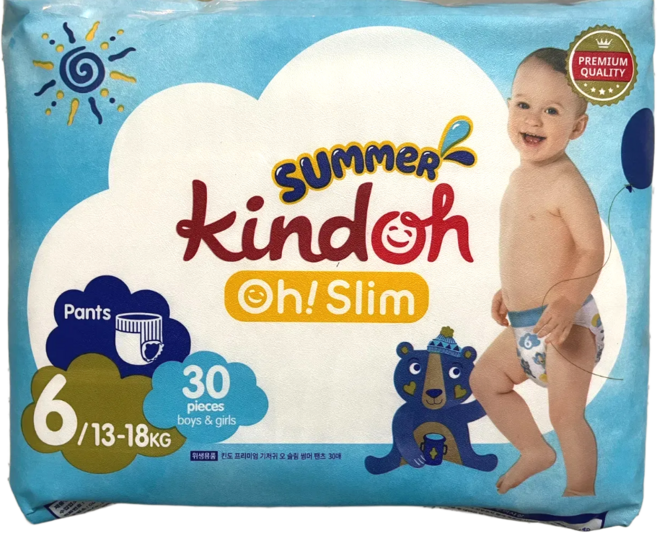 킨도 프리미엄 오 슬림 썸머팬츠 기저귀 팬티형 남여공용, 6단계, 30매