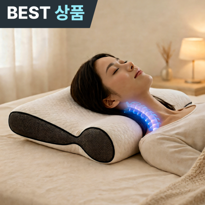 플러클 경추베개 C커브 거북목 일자목, 1개, 화이트그레이