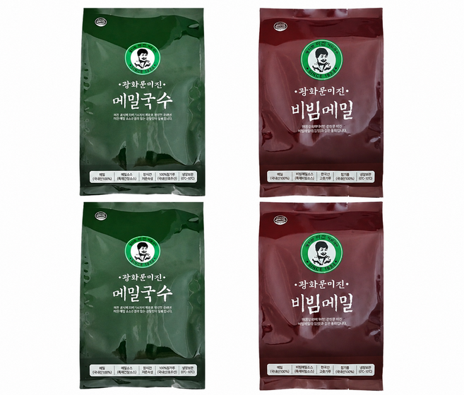 광화문 미진 메밀국수+비빔메밀 1+1세트 메밀소바 냉모밀 비빔국수 간편식, 1.484kg, 2세트