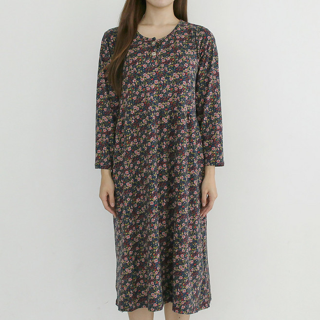 엘라운지 플라워 수면 홈웨어 빅사이즈 원피스 파자마